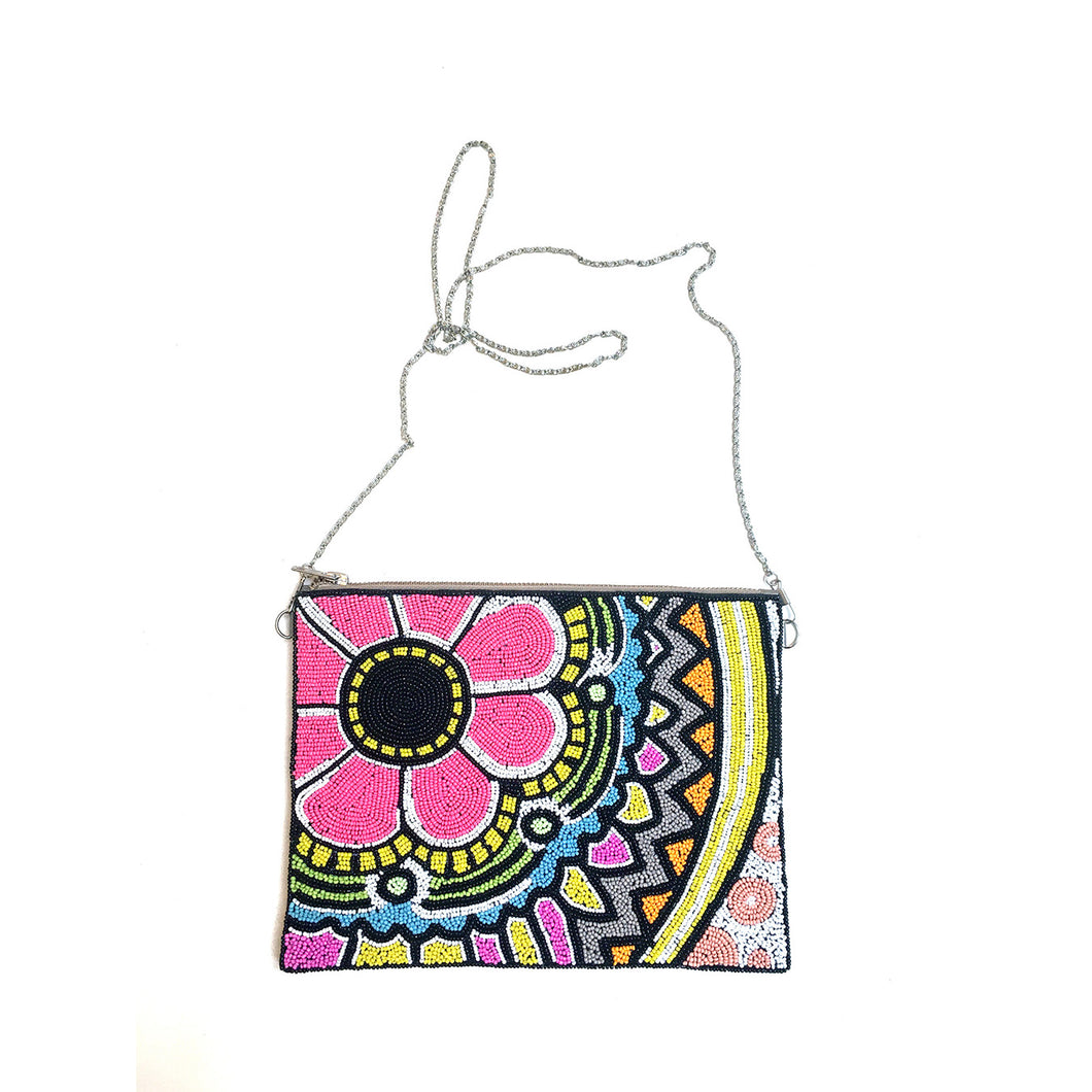 Flower beaded sling / clutch